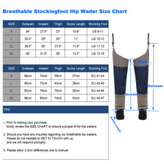 Raprance Waterproof Breathable Stocking Foot Hip Waders