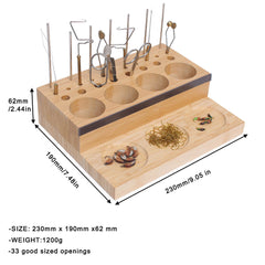 Raprance Angler Fly Tying Fishing Kit Tool Organizer - Wooden Fly Fishing Desk For 12 Fly Fishing Tools - Store Fly Tying Materials, Scissors, Bobbin, Thread