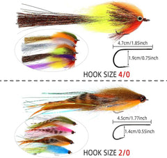 26-Piece Fly Fishing Flies Set, Muskie Bass Pike Streamer Lures, Saltwater Freshwater Trolling Baits, Assorted Colors