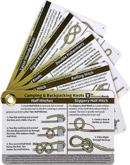 Outdoor Knots Pocket Guide - Waterproof Knot Tying Cards with Mini Carabiner, 22 Rope Knots for Camping, Backpacking, Scouting and Bushcraft