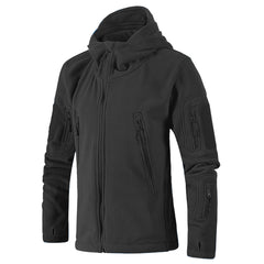 Raprance Men's Full Zip Hooded Polar Fleece Jacket Long Sleeve Military Outdoor Hoodies Coat with Pockets