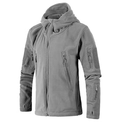 Raprance Men's Full Zip Hooded Polar Fleece Jacket Long Sleeve Military Outdoor Hoodies Coat with Pockets
