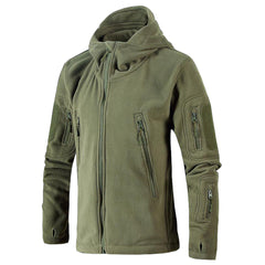Raprance Men's Full Zip Hooded Polar Fleece Jacket Long Sleeve Military Outdoor Hoodies Coat with Pockets