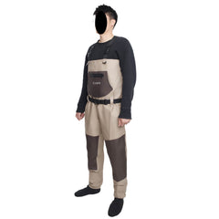 Ussuris Breathable Chest Waders for Men & Women, 3-Ply Nylon/PVC Waterproof Fishing Hunting Waders with Pockets and Neoprene Stocking for 4 Seasons Fly Fishing