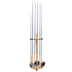Raprance Round 15 Fishing Rod Storage Rack - Features Traditional Handcrafted Bamboo Post - No Tool Assembly, Bamboo