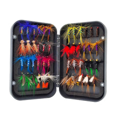Raprance Fly Fishing Flies Kit with Fly Box 48pcs Fly Fishing Flies Assortment for Bass Trout Salmon Fishing