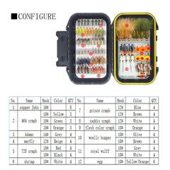Raprance Fly Fishing Flies Assortment Kit Dry Wet Flies Nymphs with Fly Box for Trout Bass Fishing