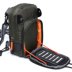 Raprance Premium Fly Fishing Chest Pack - Zippered Fly Bench, Detachable Foam Fly Patch, Adjustable Padded Straps