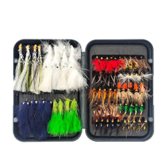 Raprance Fly Fishing Flies Kit with Fly Box 66pcs Fly Fishing Flies Assortment for Bass Trout Salmon Fishing