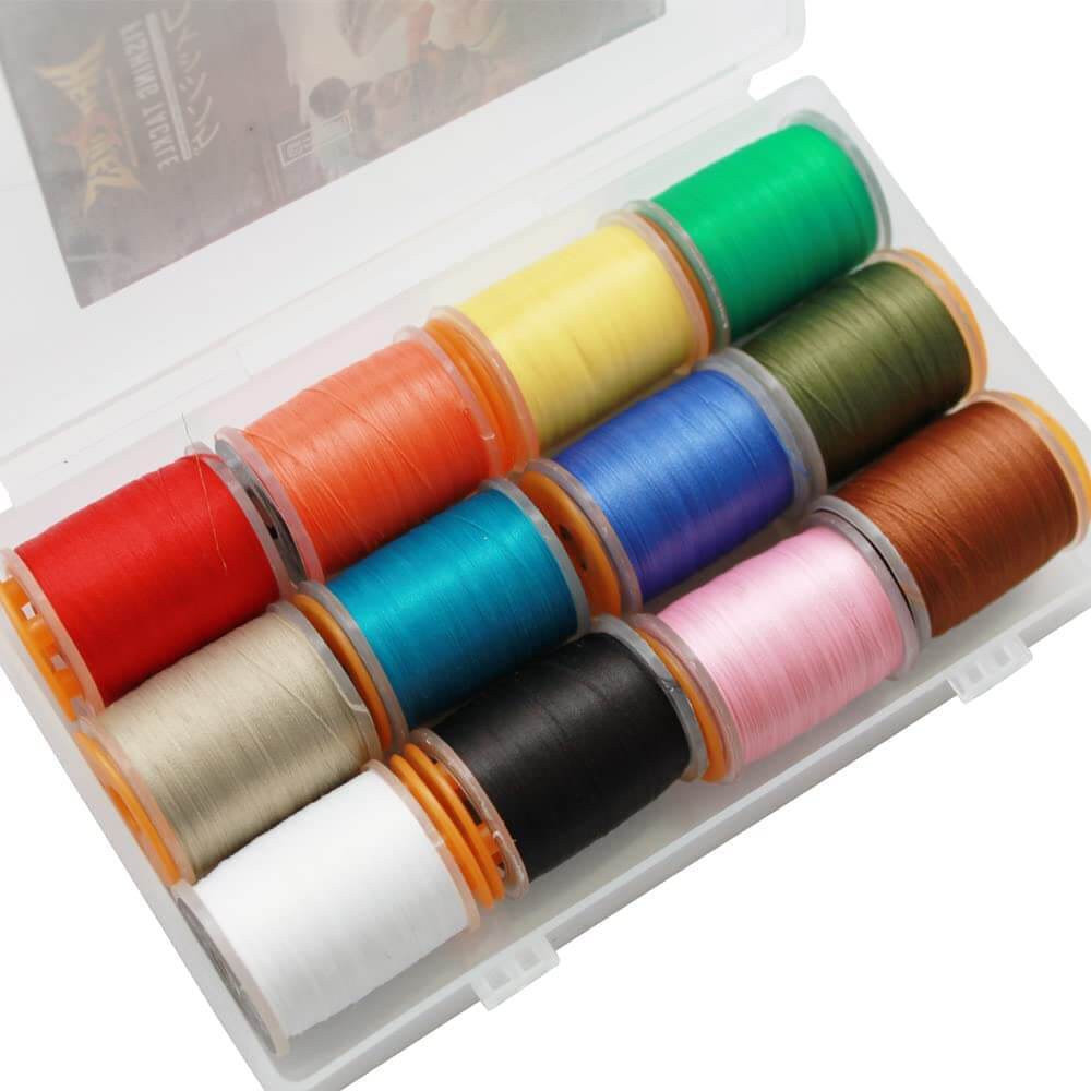 Raprance 140D Fly Tying Thread 12 Colors Non Waxed Fly Tying Wires Materials Kits Fly Tying Tieing Supplies for Dry Wet Flies