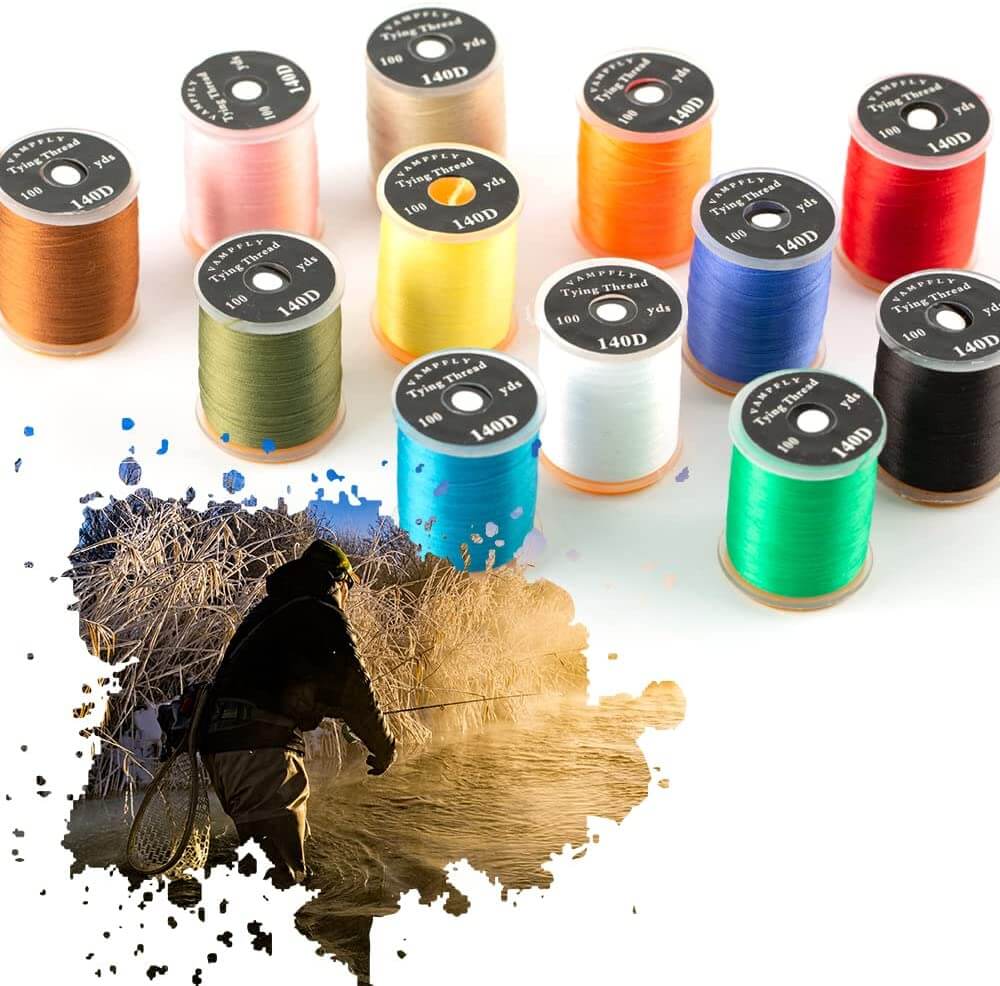 Raprance 140D Fly Tying Thread 12 Colors Non Waxed Fly Tying Wires Materials Kits Fly Tying Tieing Supplies for Dry Wet Flies