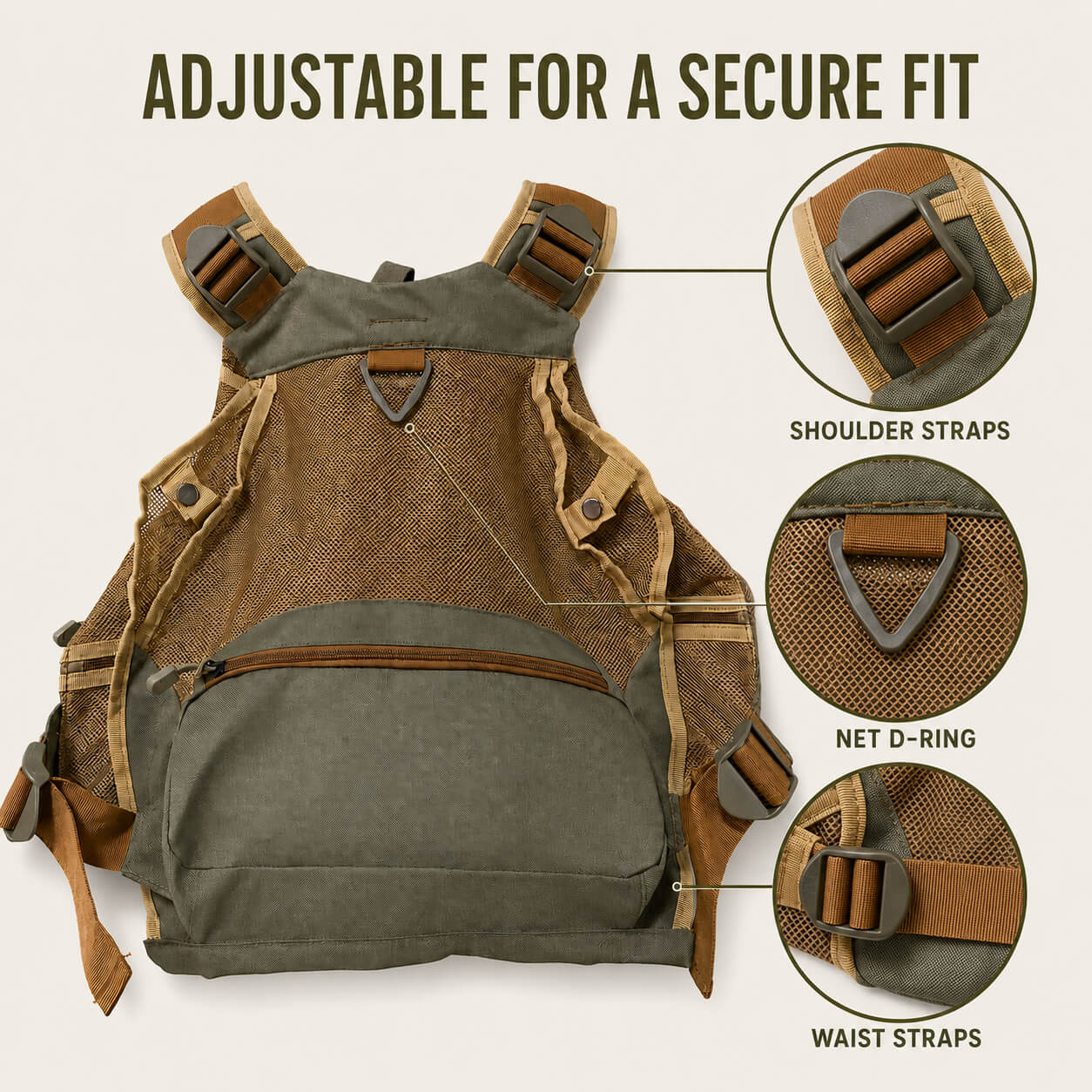 Ussuris Fishing Vest for Men and Women Outdoor Activity Fly Bass Fishing Vest Backpack