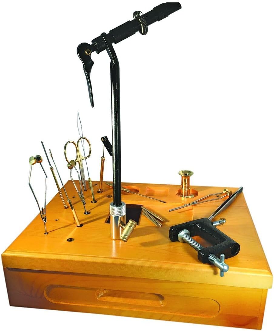 Raprance Bamboo Fly Tying Station , Fly Fishing Tool Organizer Caddy, Materials Tray Holder for Tying Flies