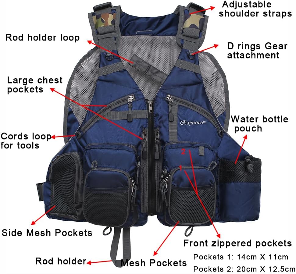 fishing vest with rod holder The Ultimate Fly Fishing Vest by Raprance – Customizable Comfort for The Adventurous Angler
