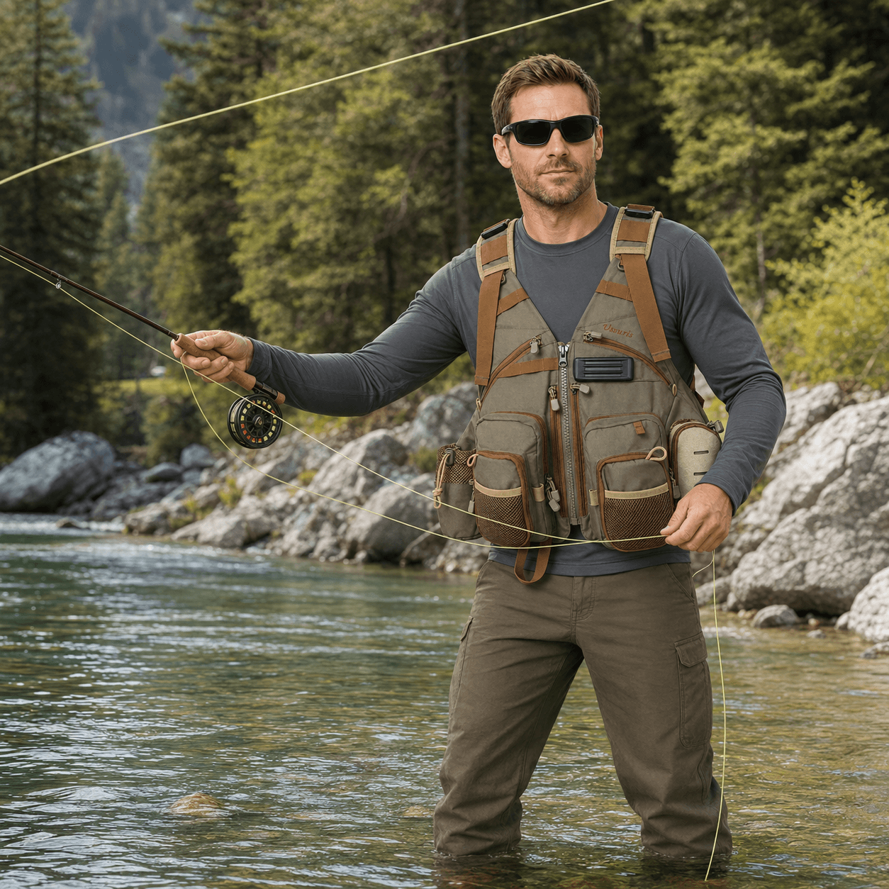 Ussuris Fishing Vest for Men and Women Outdoor Activity Fly Bass Fishing Vest Backpack