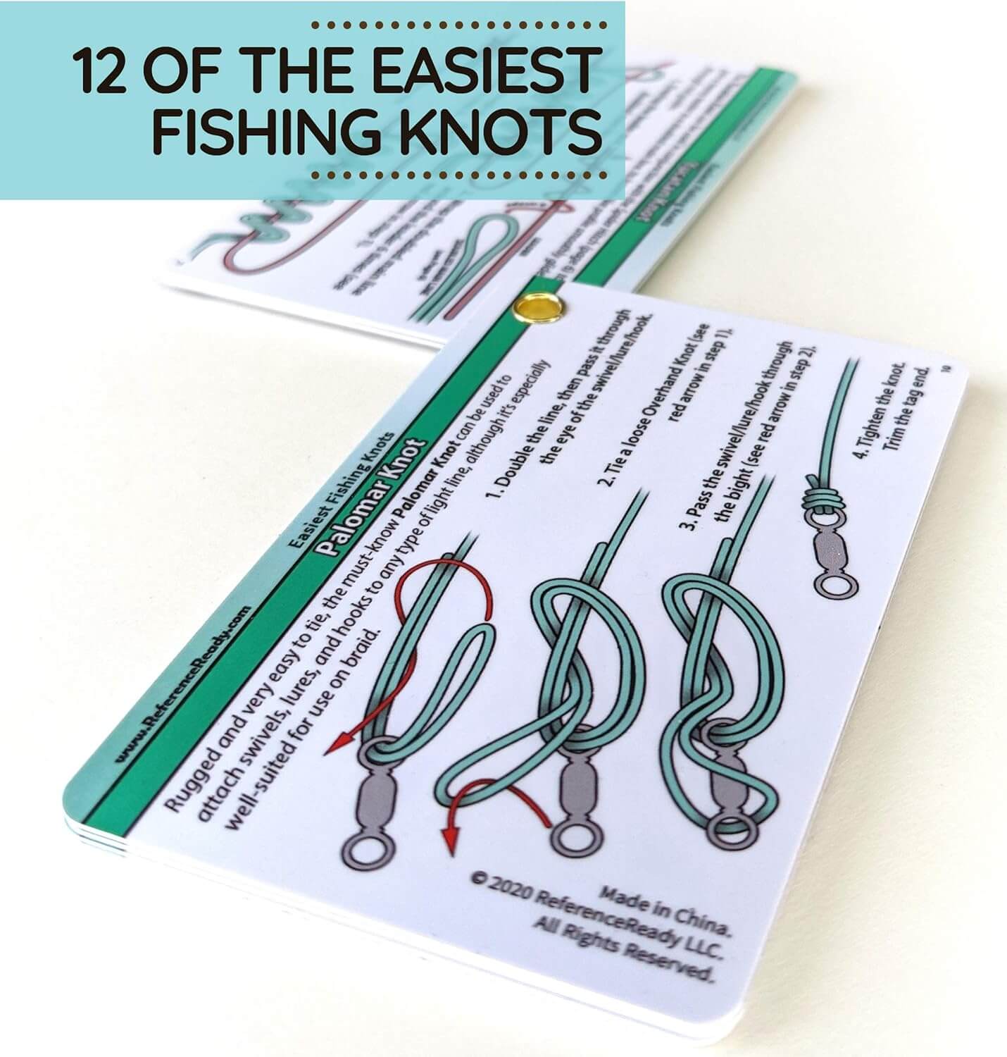 Easiest Fishing Knots: Waterproof Guide on How to Tie 12 Simple Fishing Knots with Mini Carabiner, Perfect for Beginners