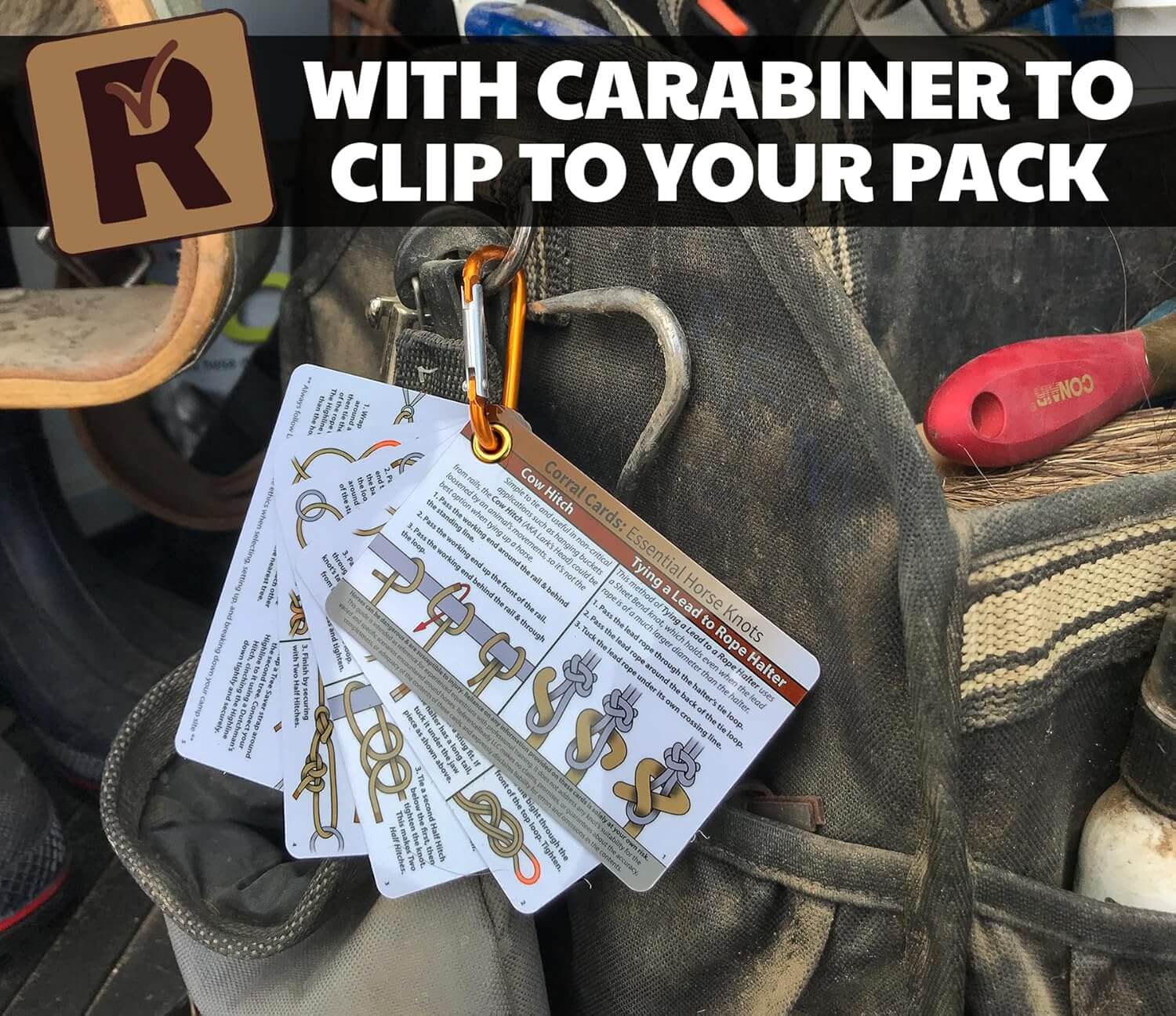 Horse Knot Cards – Pocket Guide to 19 Pack and Trail Riding Knots - Horse Stuff for Girls and Boys