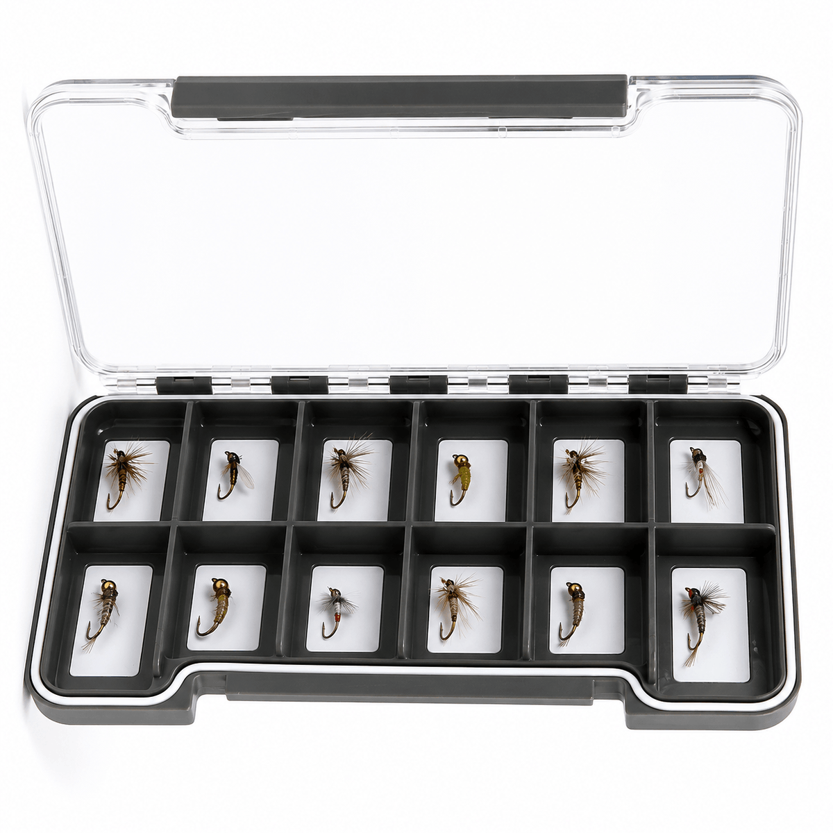 Raprance Super Slim Magnetic Back Waterproof Fly Fishing Box: 12 Compartments