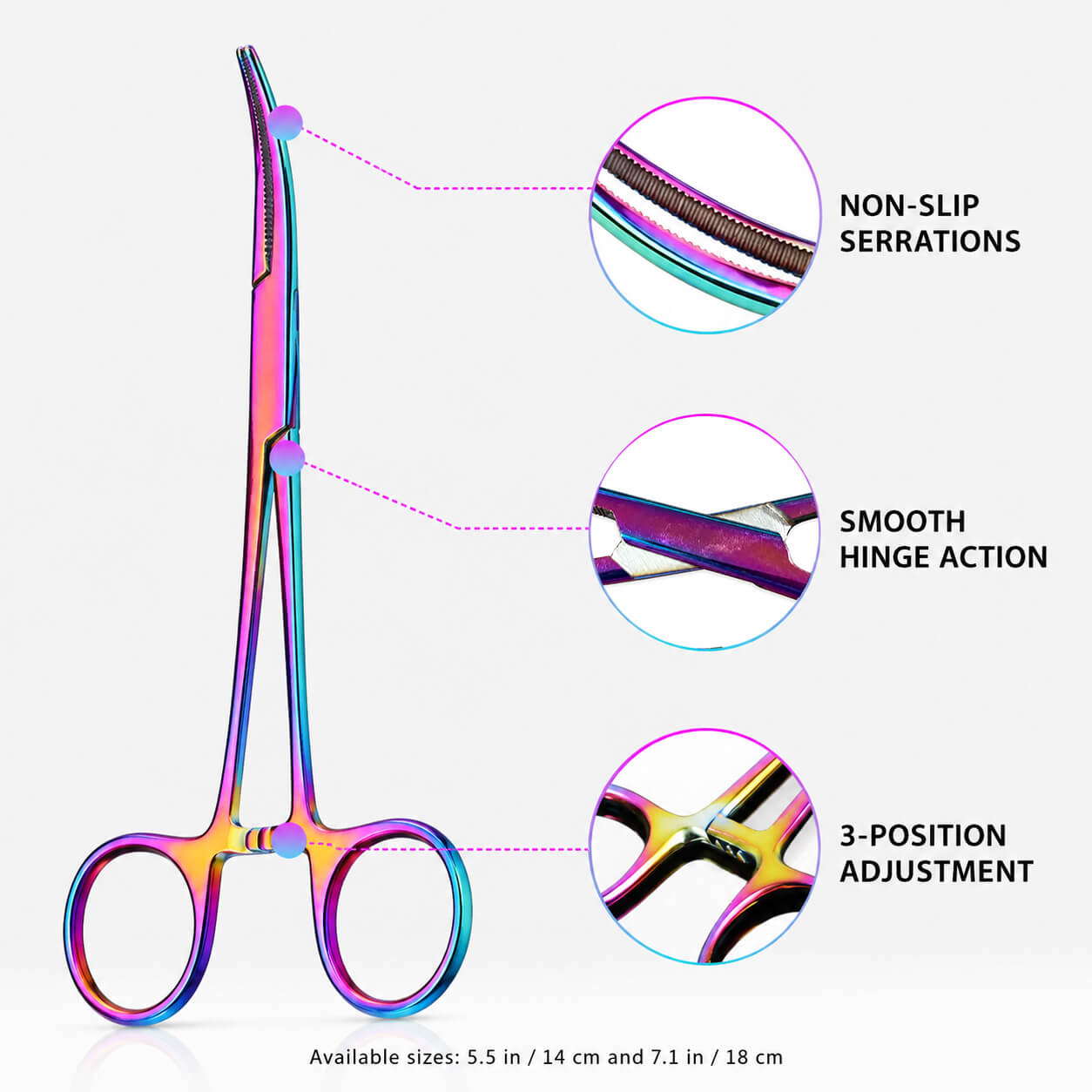Raprance Hemostat Forceps Curved Straight, Piercing Pliers,Colorful | Stainless Steel Set For Fishing , Piercing , Nurses, Includes Straight And Curved Pliers, Gauze And Suture Removal Scissors