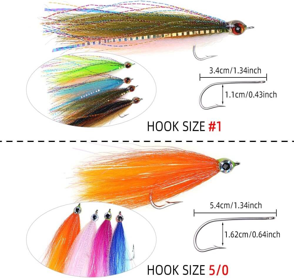 26-Piece Fly Fishing Flies Set, Muskie Bass Pike Streamer Lures, Saltwater Freshwater Trolling Baits, Assorted Colors