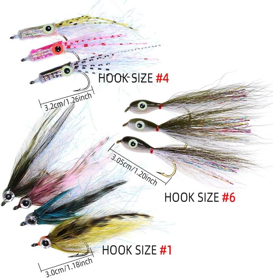 26-Piece Fly Fishing Flies Set, Muskie Bass Pike Streamer Lures, Saltwater Freshwater Trolling Baits, Assorted Colors
