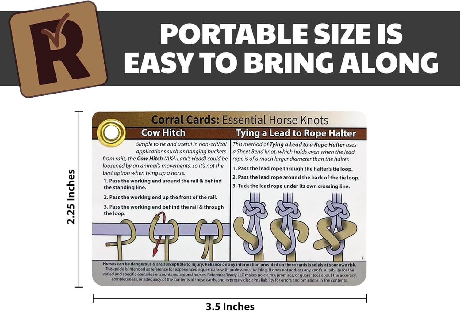 Horse Knot Cards – Pocket Guide to 19 Pack and Trail Riding Knots - Horse Stuff for Girls and Boys