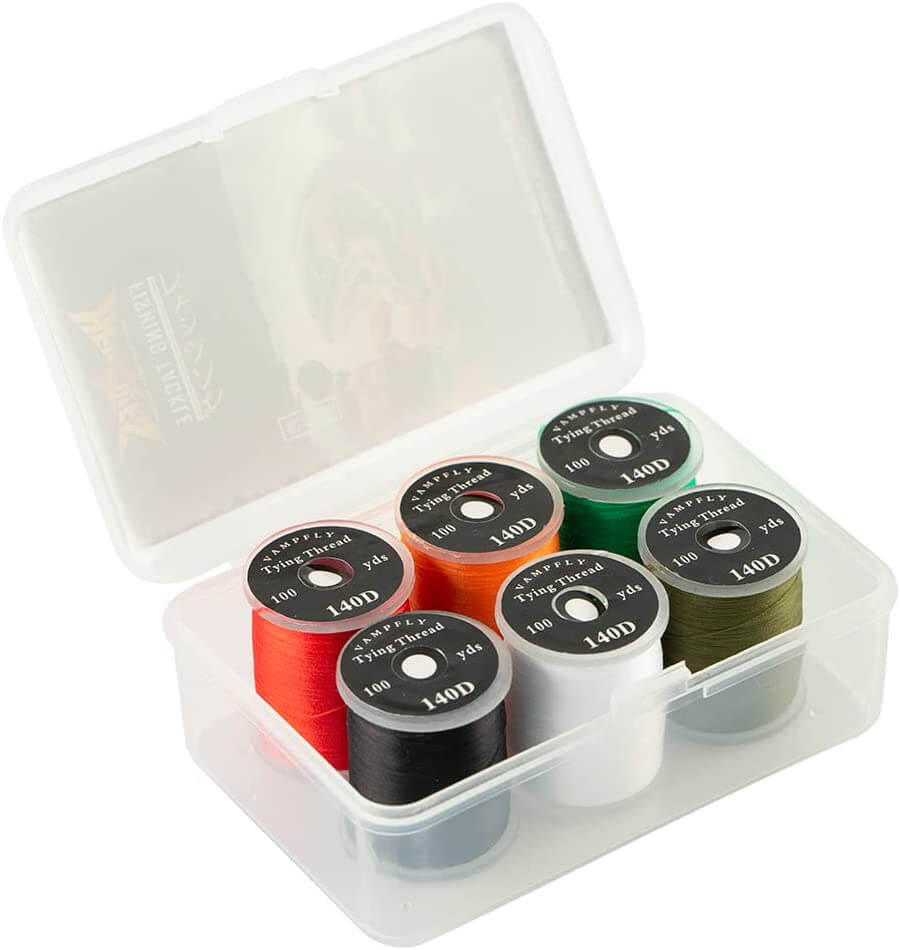 Raprance 140D Fly Tying Thread 12 Colors Non Waxed Fly Tying Wires Materials Kits Fly Tying Tieing Supplies for Dry Wet Flies