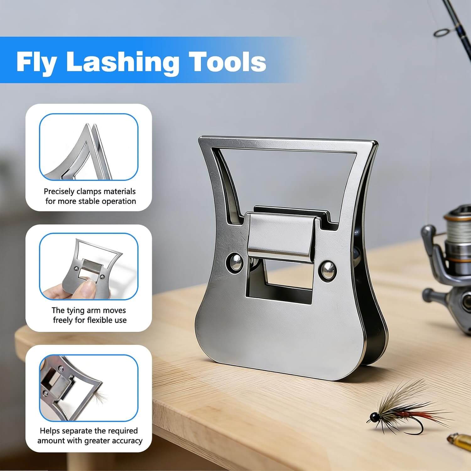 Raprance Hackle Pliers for Tying Tying Tool Stainless Steel Replacement Baits Lure Making Supplies Portable Hackle Clamp