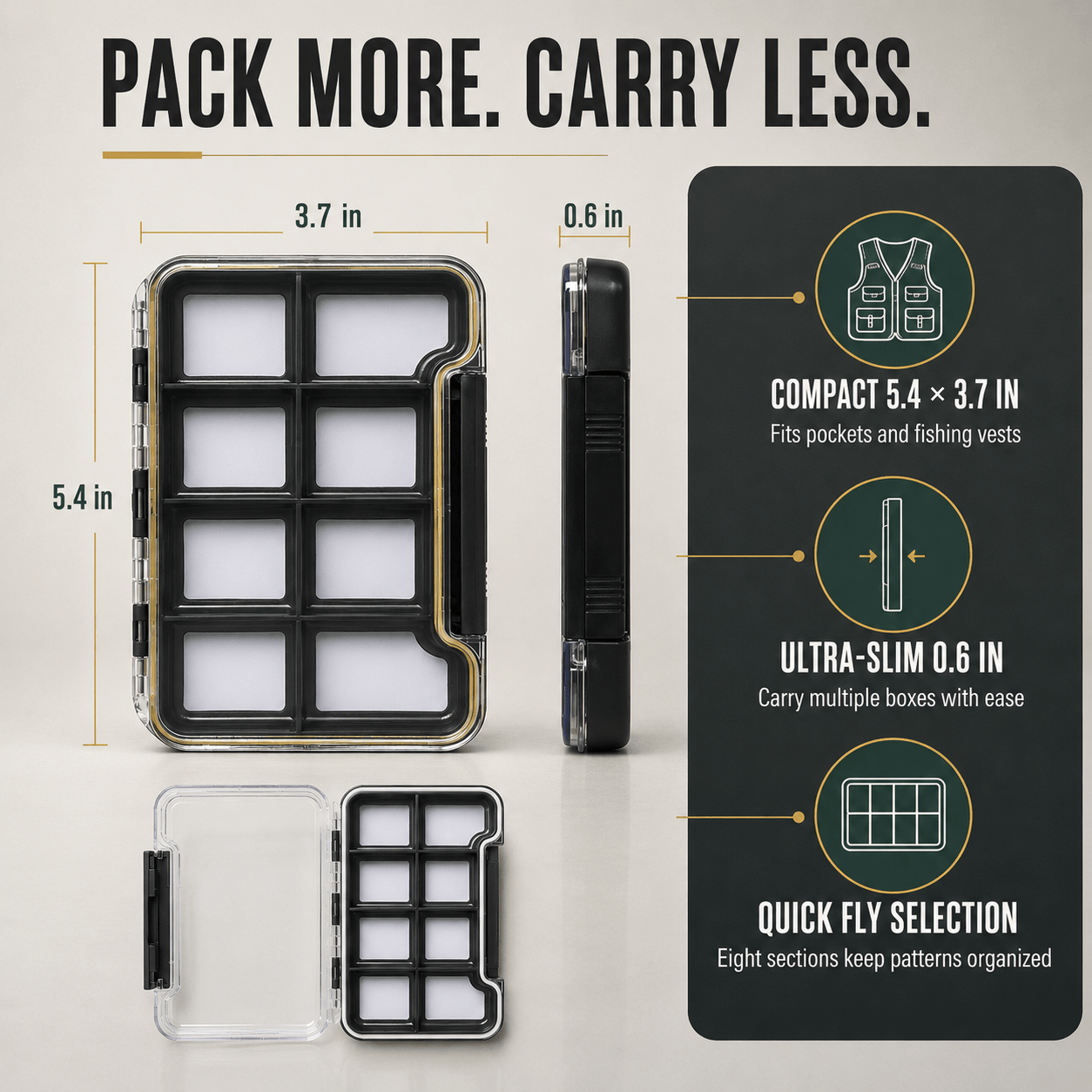 Raprance Super Slim Magnetic Back Waterproof Fly Fishing Box