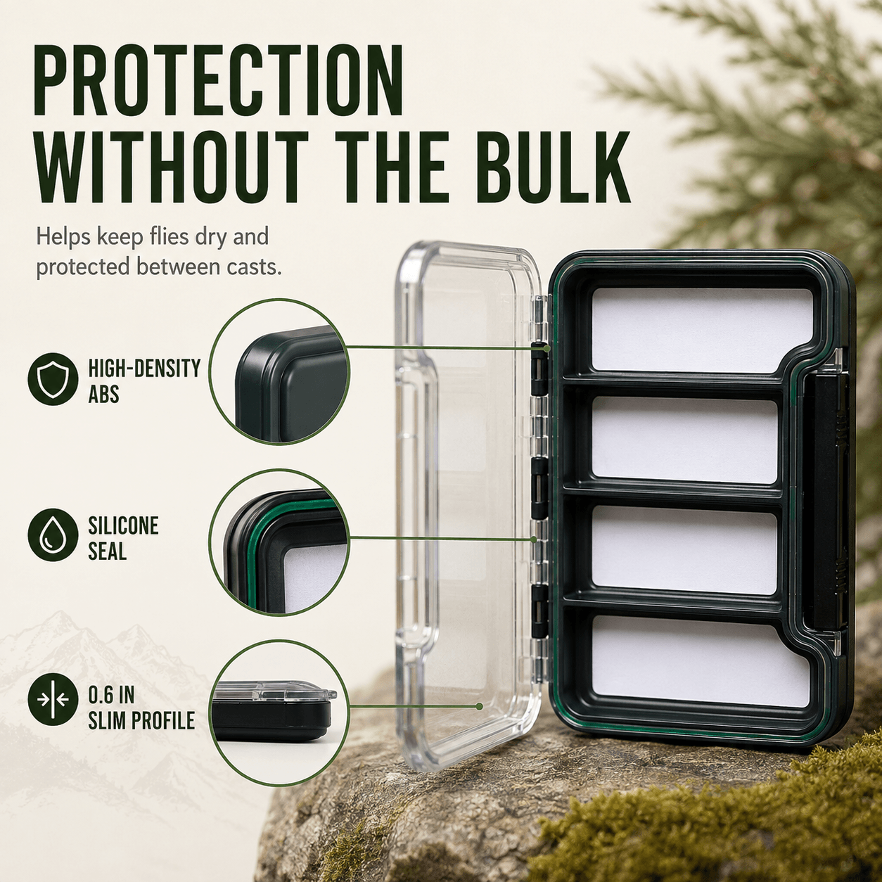 Raprance Super Slim Magnetic Back Waterproof Fly Fishing Box