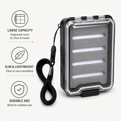 Raprance Fly Fishing Box, Slim Design Large Capacity Fly Storage for Tackle and Hooks, Lightweight ABS with Durable Foam Inserts for Anglers