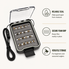Raprance Fly Fishing Box, Slim Design Large Capacity Fly Storage for Tackle and Hooks, Lightweight ABS with Durable Foam Inserts for Anglers