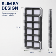 Raprance Super Slim Magnetic Back Waterproof Fly Fishing Box: 12 Compartments