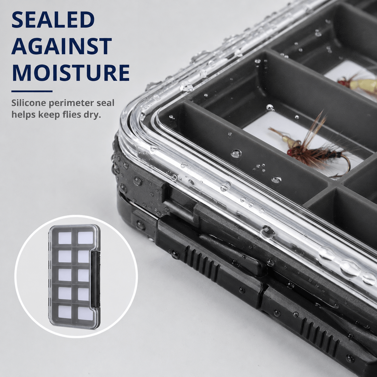 Raprance Super Slim Magnetic Back Waterproof Fly Fishing Box: 12 Compartments