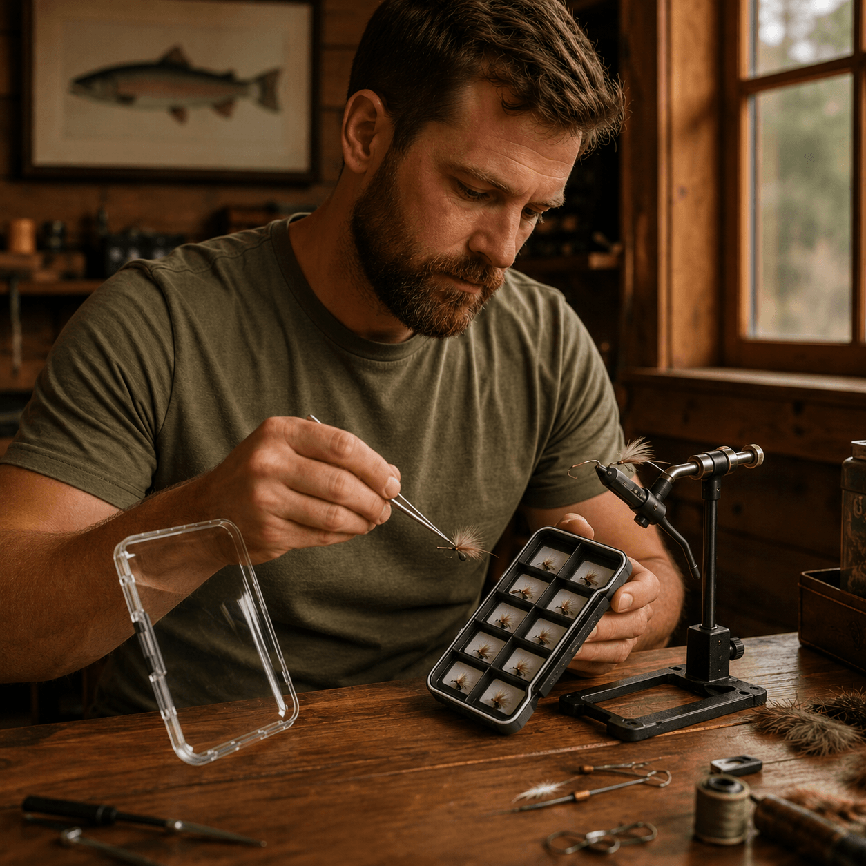Raprance Super Slim Magnetic Back Waterproof Fly Fishing Box: 12 Compartments