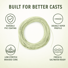 Raprance Double Taper Floating Fly Fishing Line: 2-8F, 100 ft