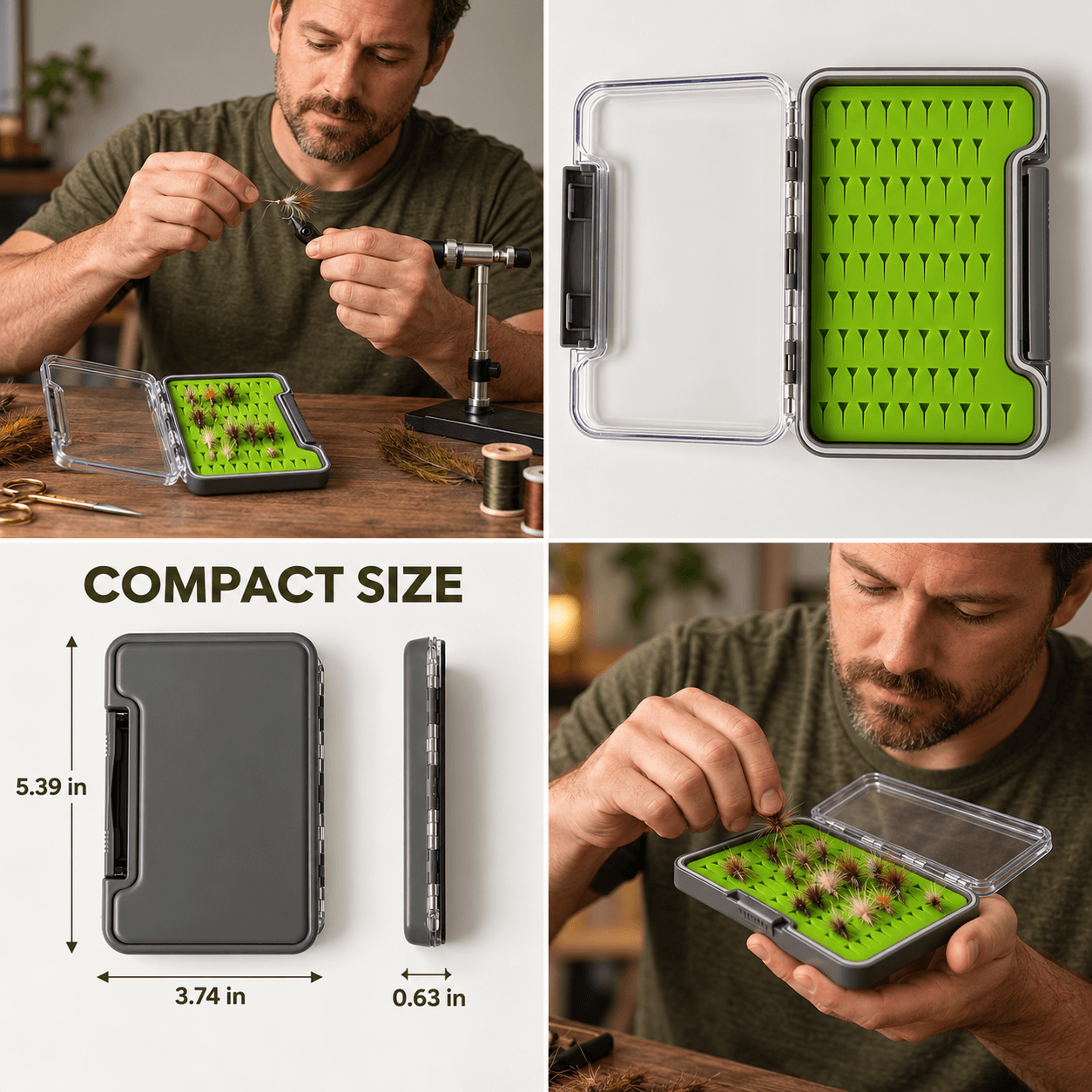 Raprance 2pack Waterproof Fly Box, Slim Silicone Storage Case Clear Lid