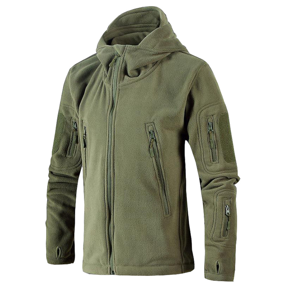 Raprance Men's Full Zip Hooded Polar Fleece Jacket Long Sleeve Military Outdoor Hoodies Coat with Pockets