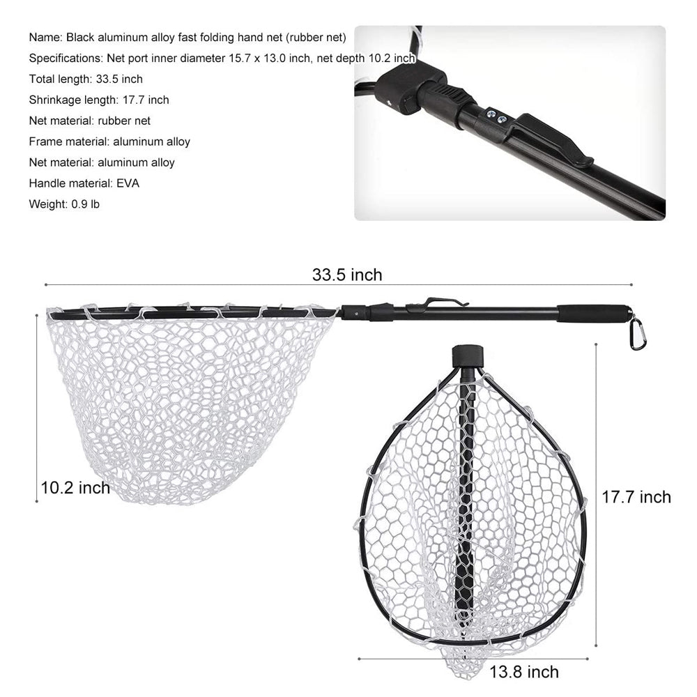 Raprance Aluminum Alloy Pole Fold Rubber Fishing Net For Fly Fishing Network Raprance Aluminum Alloy Pole Fold Rubber Fishing Net For Fly Fishing Network
