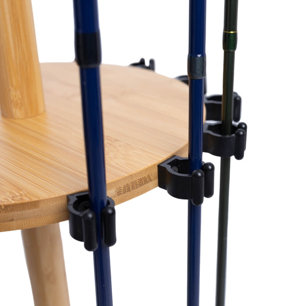 Raprance Round 15 Fishing Rod Storage Rack - Features Traditional Handcrafted Bamboo Post - No Tool Assembly, Bamboo