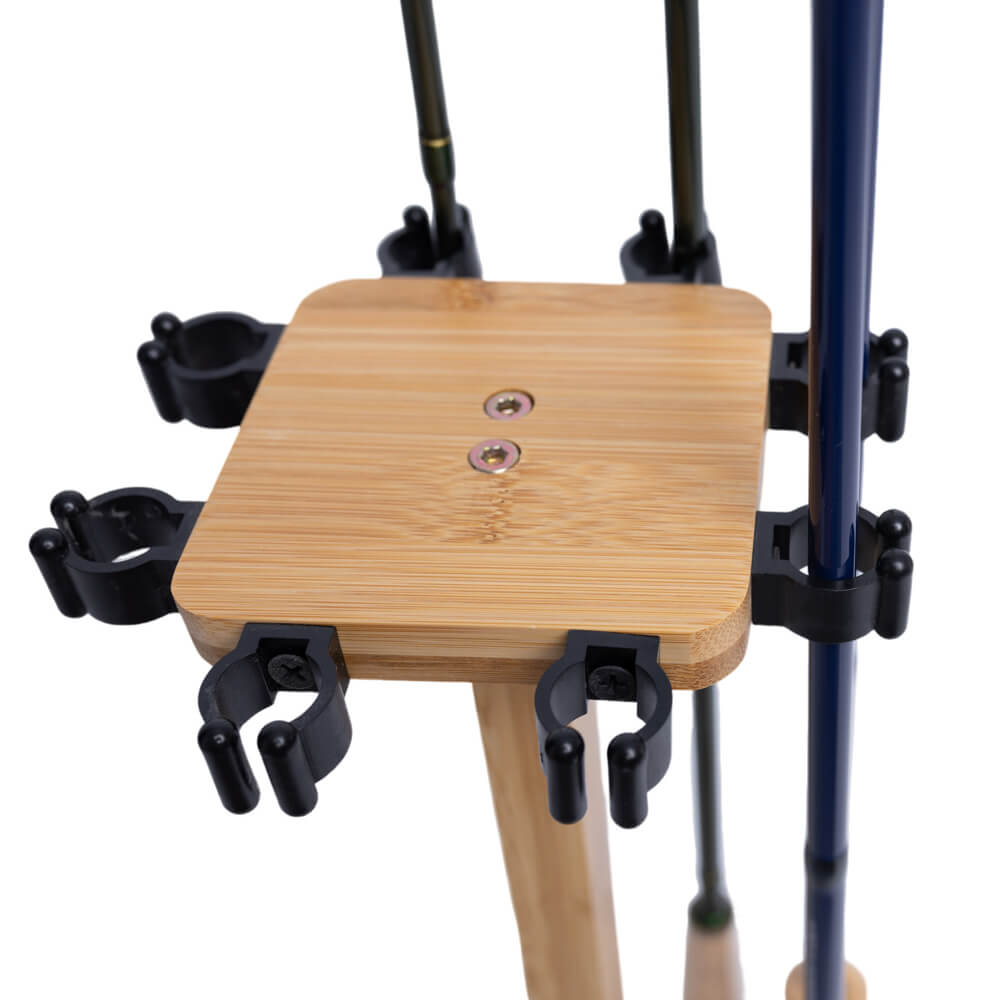 Raprance Fishing Rod Storage Racks, 100% Bamboo Floor Stand Fishing Pole Holders for Garage of 8 Rods or Combos