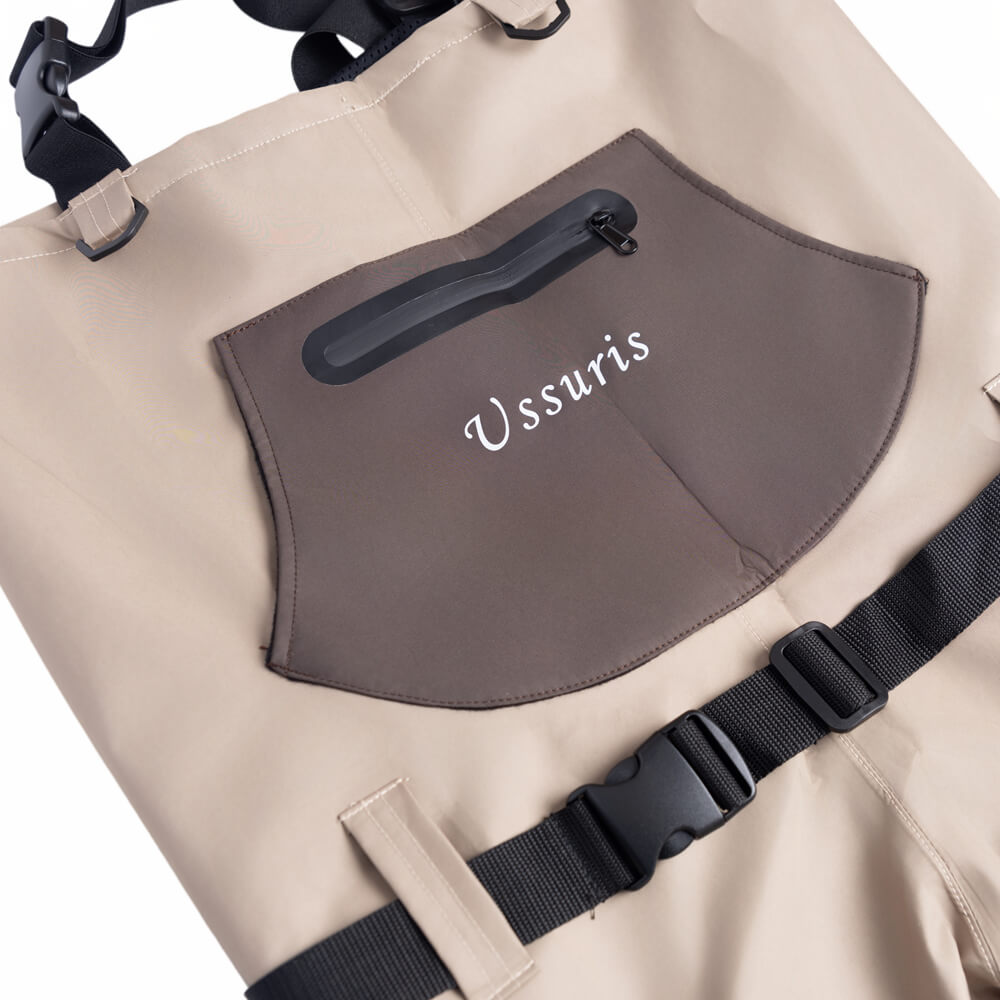 Ussuris Breathable Chest Waders for Men & Women, 3-Ply Nylon/PVC Waterproof Fishing Hunting Waders with Pockets and Neoprene Stocking for 4 Seasons Fly Fishing