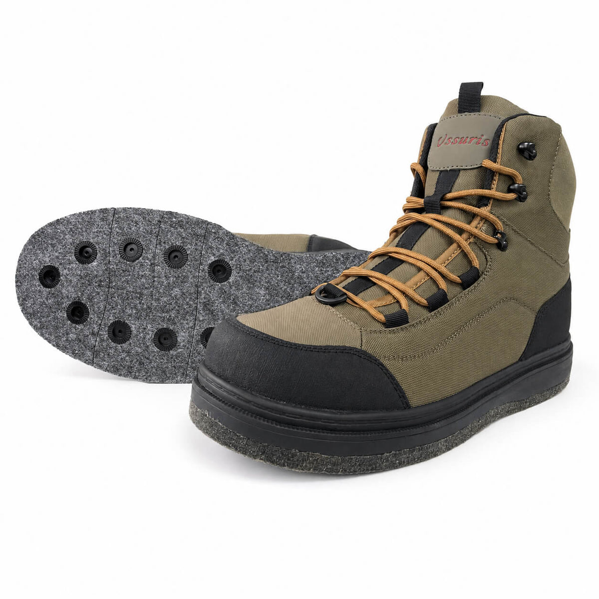 Ussuris Outdoors Stonefly Cleated and Felt Sole Wading Shoe Fly Fishing Boot for Men