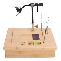 Raprance Bamboo Fly Tying Station , Fly Fishing Tool Organizer Caddy, Materials Tray Holder for Tying Flies