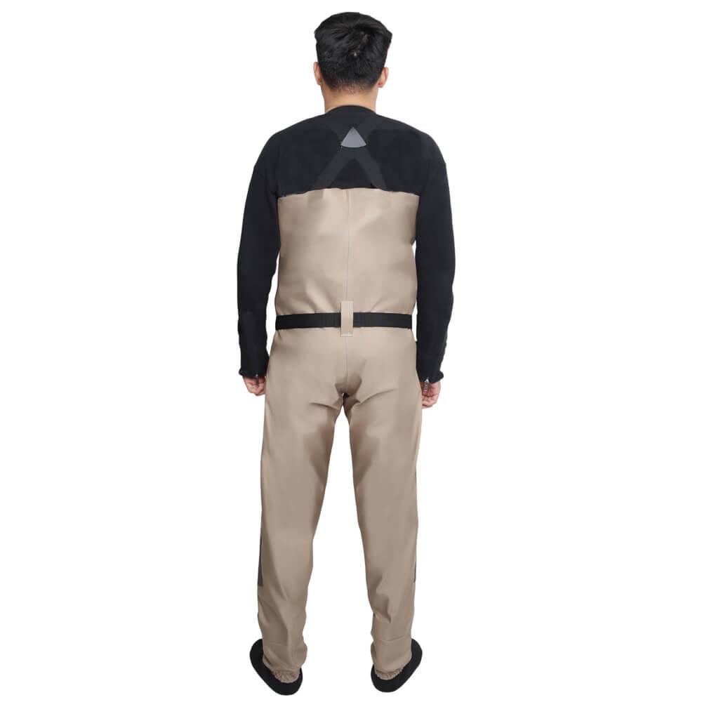 Ussuris Breathable Chest Waders for Men & Women, 3-Ply Nylon/PVC Waterproof Fishing Hunting Waders with Pockets and Neoprene Stocking for 4 Seasons Fly Fishing