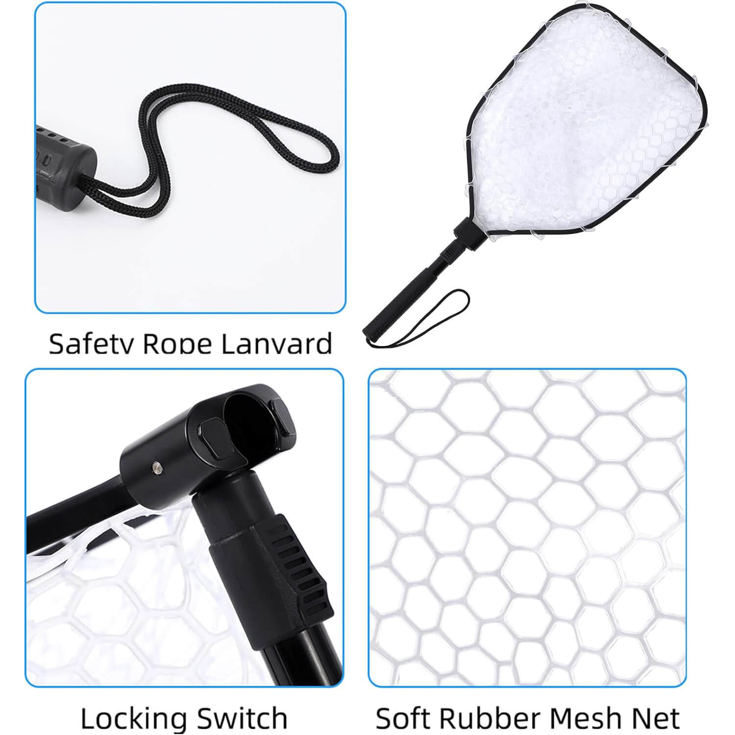 Raprance Foldable Rubber Fishing Landing Net