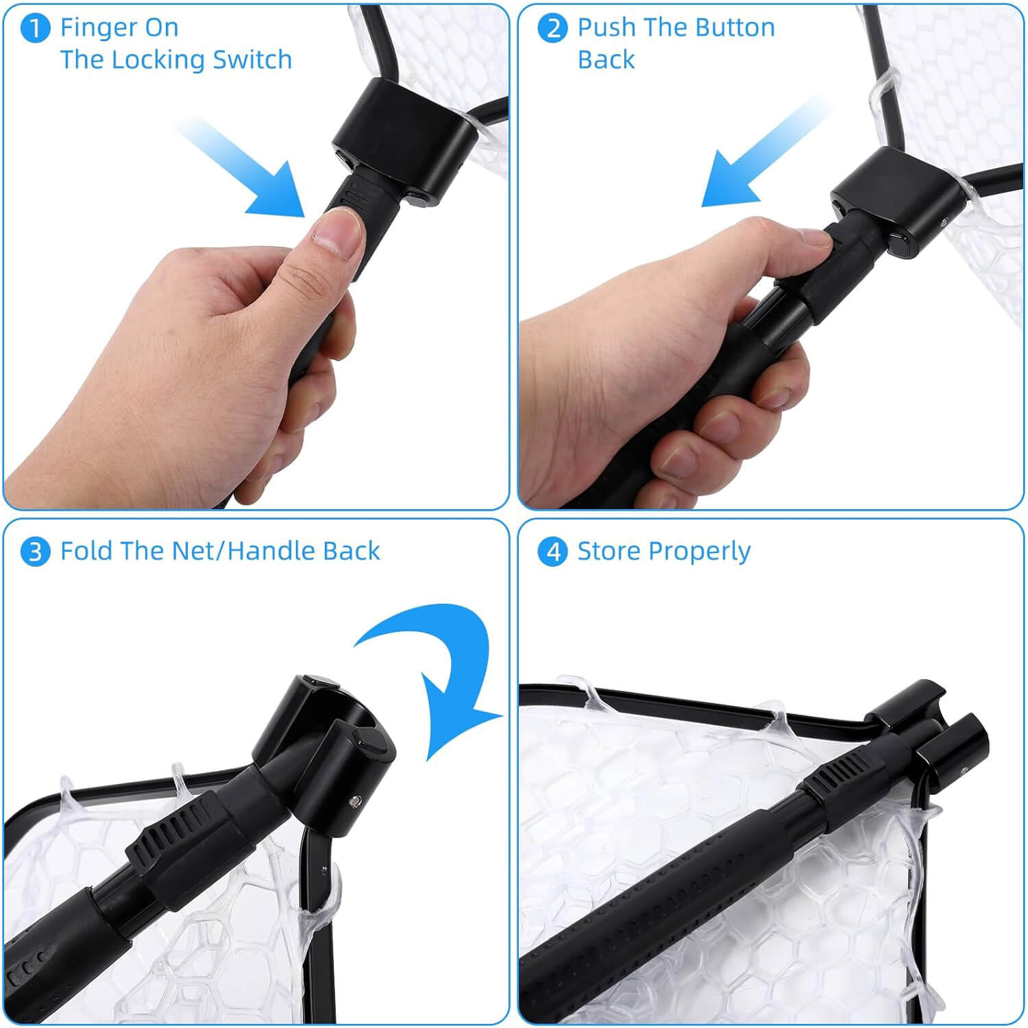 Raprance Foldable Rubber Fishing Landing Net