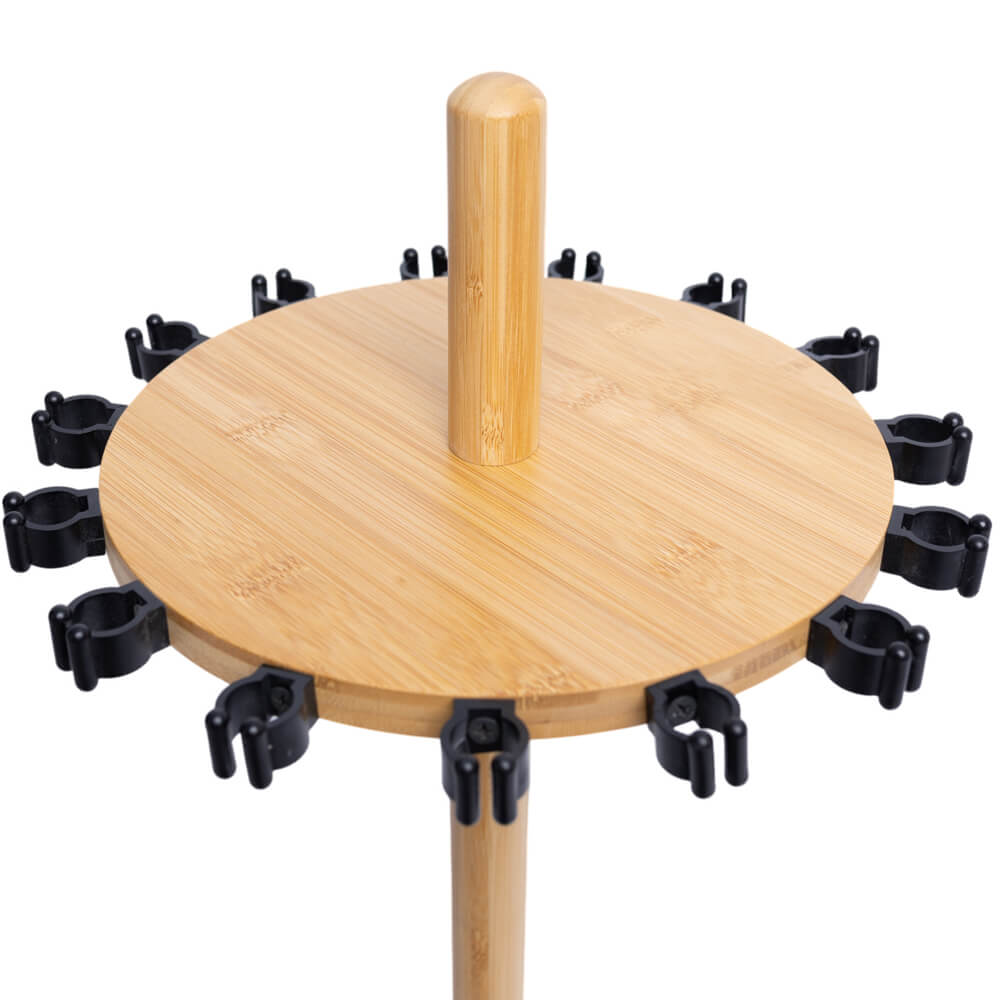 Raprance Round 15 Fishing Rod Storage Rack - Features Traditional Handcrafted Bamboo Post - No Tool Assembly, Bamboo