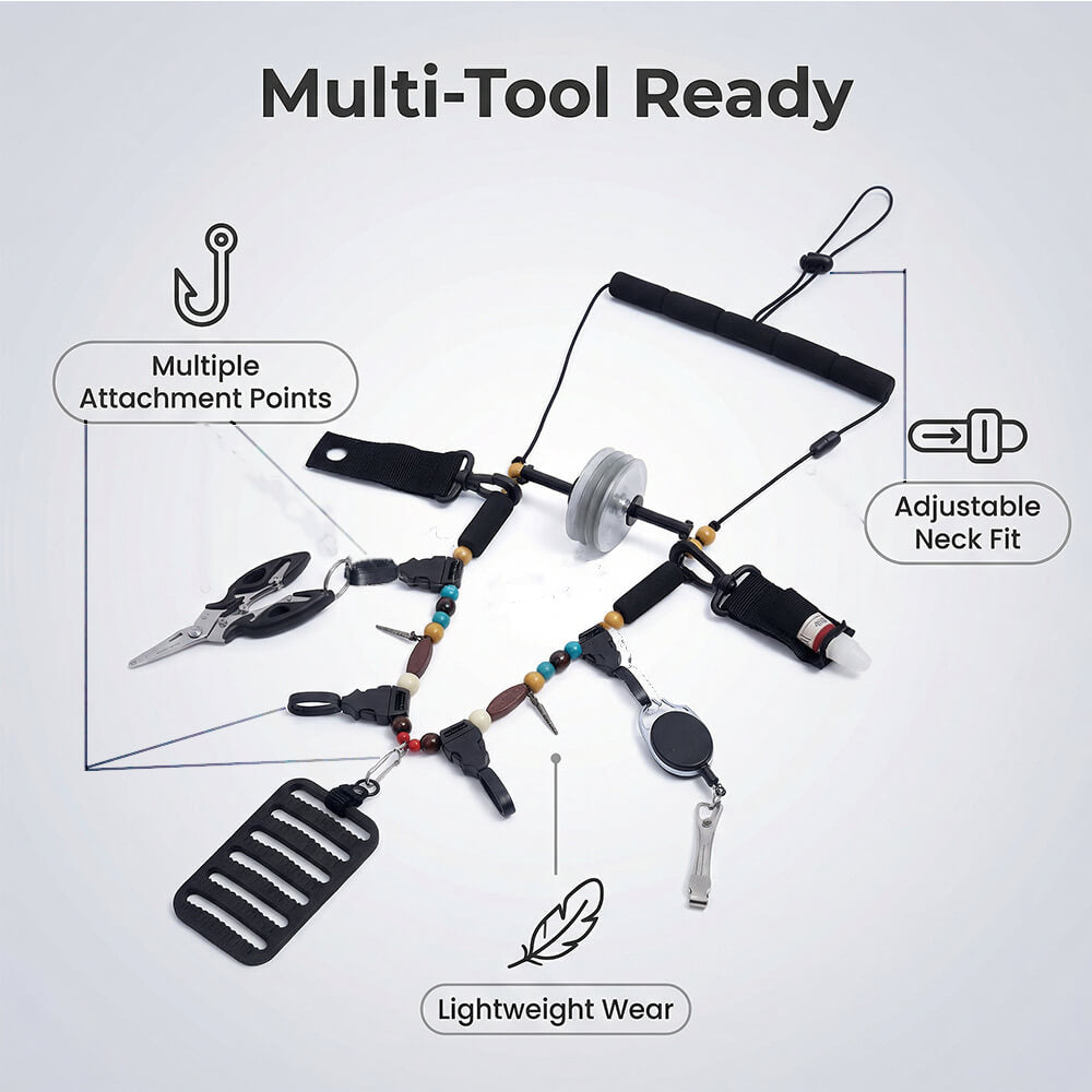 Raprance Fly Fishing Lanyard Neck unload Necklace Adjustable Tool Holder with Foam Neck Strapfor