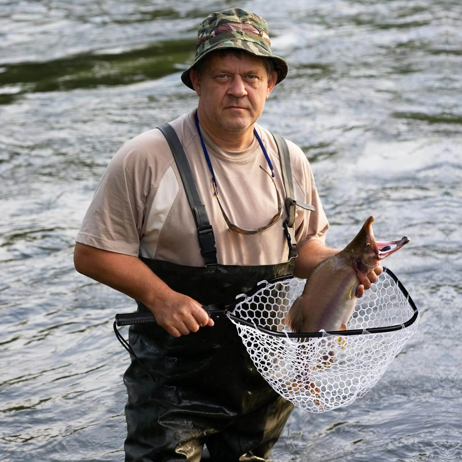 Raprance Foldable Rubber Fishing Landing Net